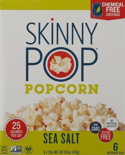 SkinnyPop Skinny Pop Sea Salt Microwave Popcorn, 16.8 OZ (Pack of 2)
