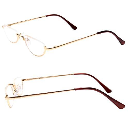 Fuaisi Fuaisi Vintage Alloy Half Moon Classic Reading Glasses Men And Women Half Frame Slim Glasses (Gold, 350)