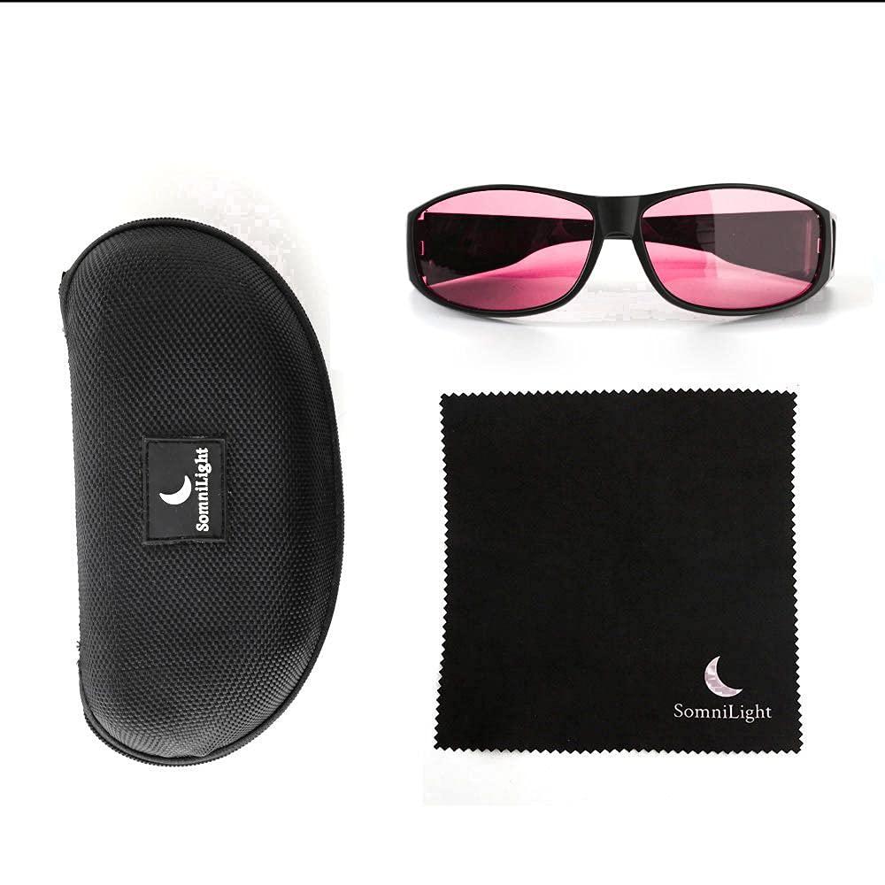 SomniLight Light Therapy SomniLight Light Therapy SomniLight FL-41 Light Sensitivity Glasses for Florescent Light Sensitivity, Photophobia, and Migraines (fit-over style), Black, Medium