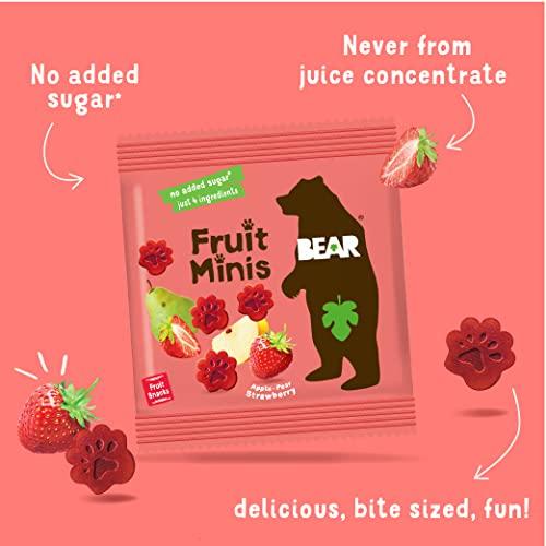 BEAR BEAR Real Fruit Snack Minis, Strawberry – (Pack of 18) – Bite Sized Snacks for Kids, Gluten Free, Vegan, Non GMO, 0.7 Oz