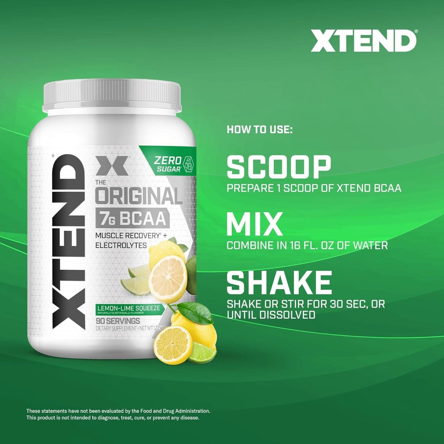 Xtend Xtend XTEND Original BCAA Powder 7g BCAA and 2.5g L-Glutamine, Sugar Free Post Workout Muscle Recovery Drink with Amino Acids for Men & Women, 90 Servings