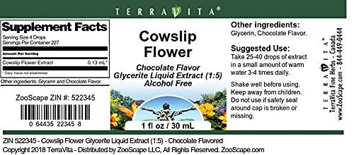 TerraVita Cowslip Flower Glycerite Liquid Extract (1:5) - Chocolate Flavored (1 oz, ZIN: 522345) - 3 Pack