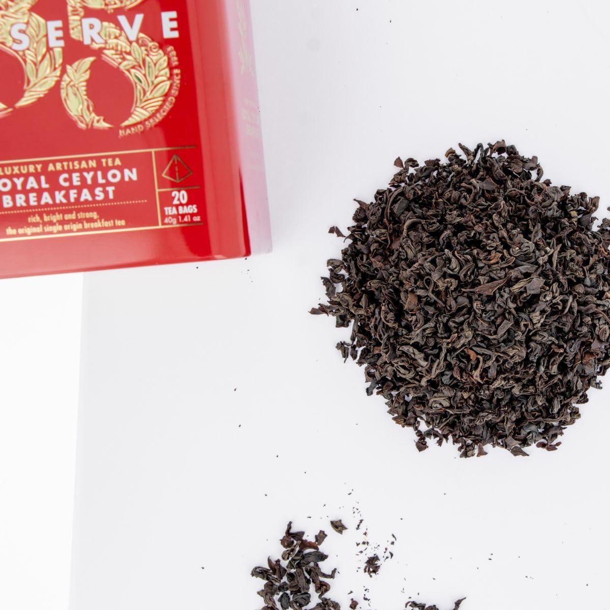 Dilmah Dilmah 85 Reserve Royal Ceylon Breakfast Black Tea Tin Caddy- Pack of 2 -Total 40 Triangular/pyramid Luxury tea bags -Bold, brisk, regal, bright & elegant morning tea