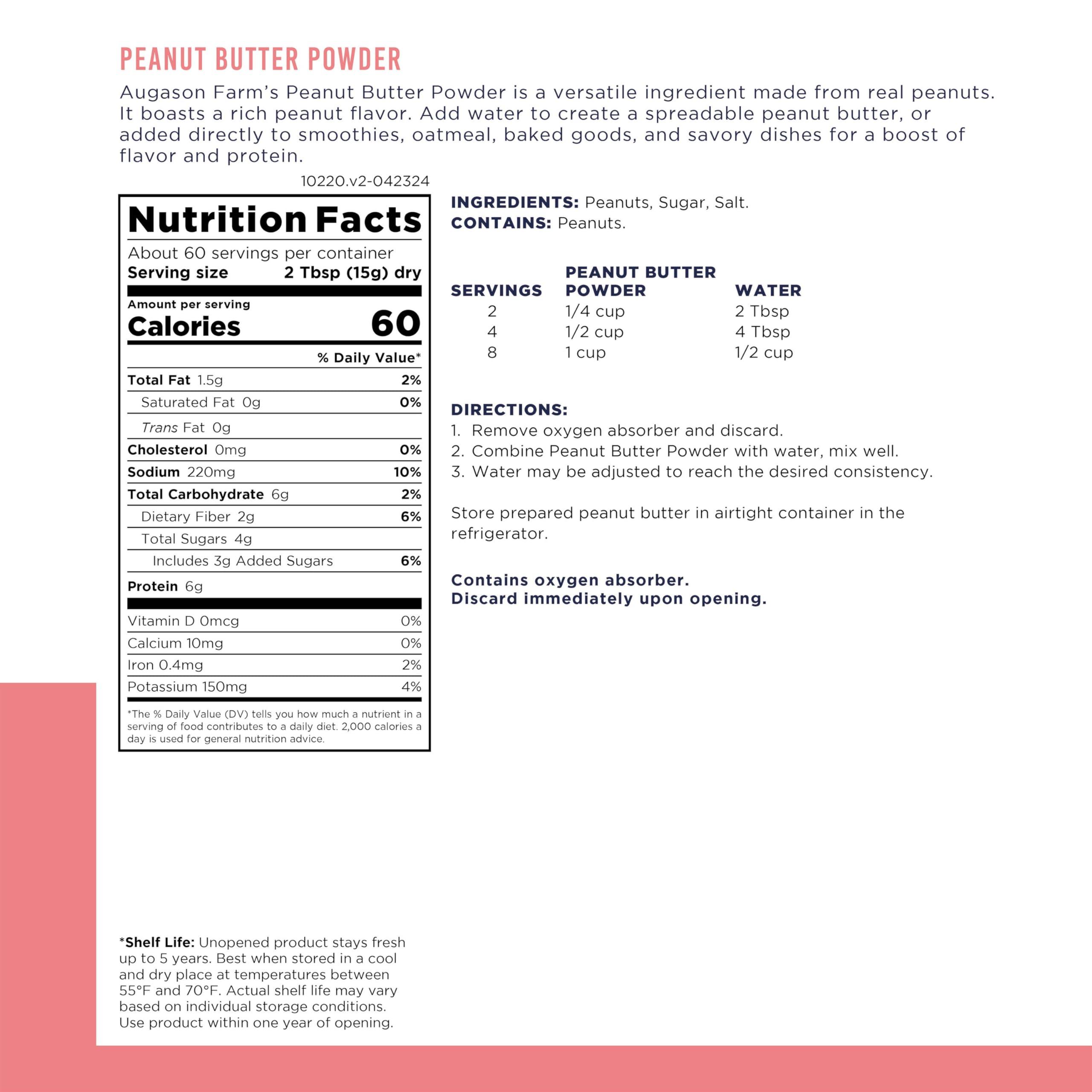 Augason Farms Augason Farms Peanut Butter Powder Can, Emergency Food Supply, Everyday Meals, 60 Servings