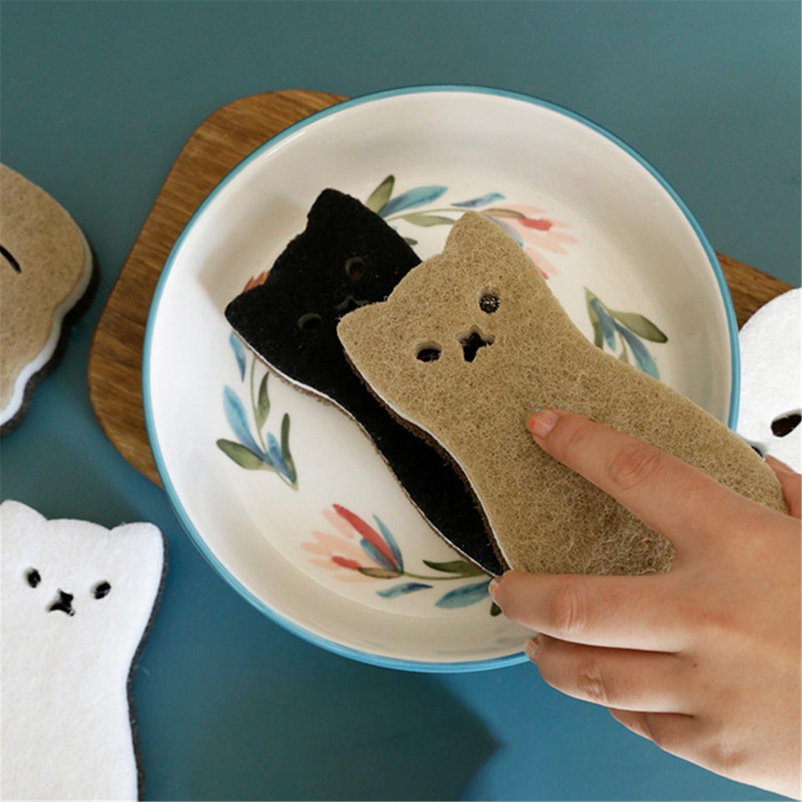 ASkinds ASkinds 8Pcs Magic Cleaning Sponge Cute Cartoon Cat Cleaning Sponge Non Scratch Dish Washing Pad Kitchen Scrubber Sponge Scouring Pad Set for Dishes Pots Pans