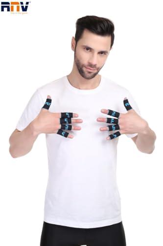 RNV RNV 10 PIECES BLACK COTTON ELASTIC STRETCHABLE FINGER COMPRESSION SLEEVE FOR COMFORT AND SUPPORT FOR FINGERS
