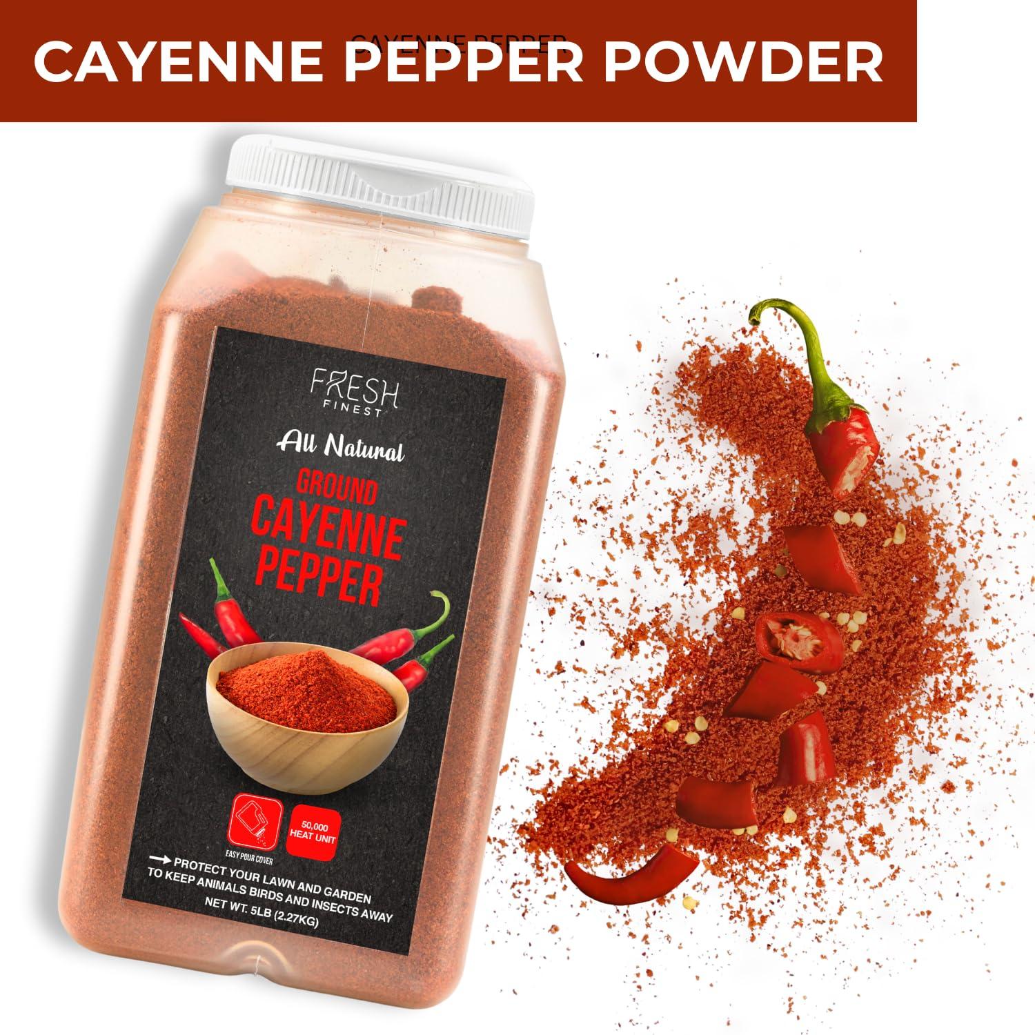 Fresh Finest Cayenne Pepper Powder Bulk 5 LB All Natural Red Pepper Spice 50,000 SHU Heat, Commercial and Home Cooking