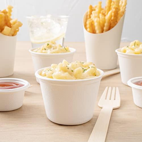 Restaurantware Restaurantware Pulp Tek 5 Ounce Earth-Friendly Coffee Cups, 100 Disposable Party Cups - For Hot Or Cold Drinks, Microwavable, White Bagasse Sustainable Cups, Made From Sugarcane, Freezable