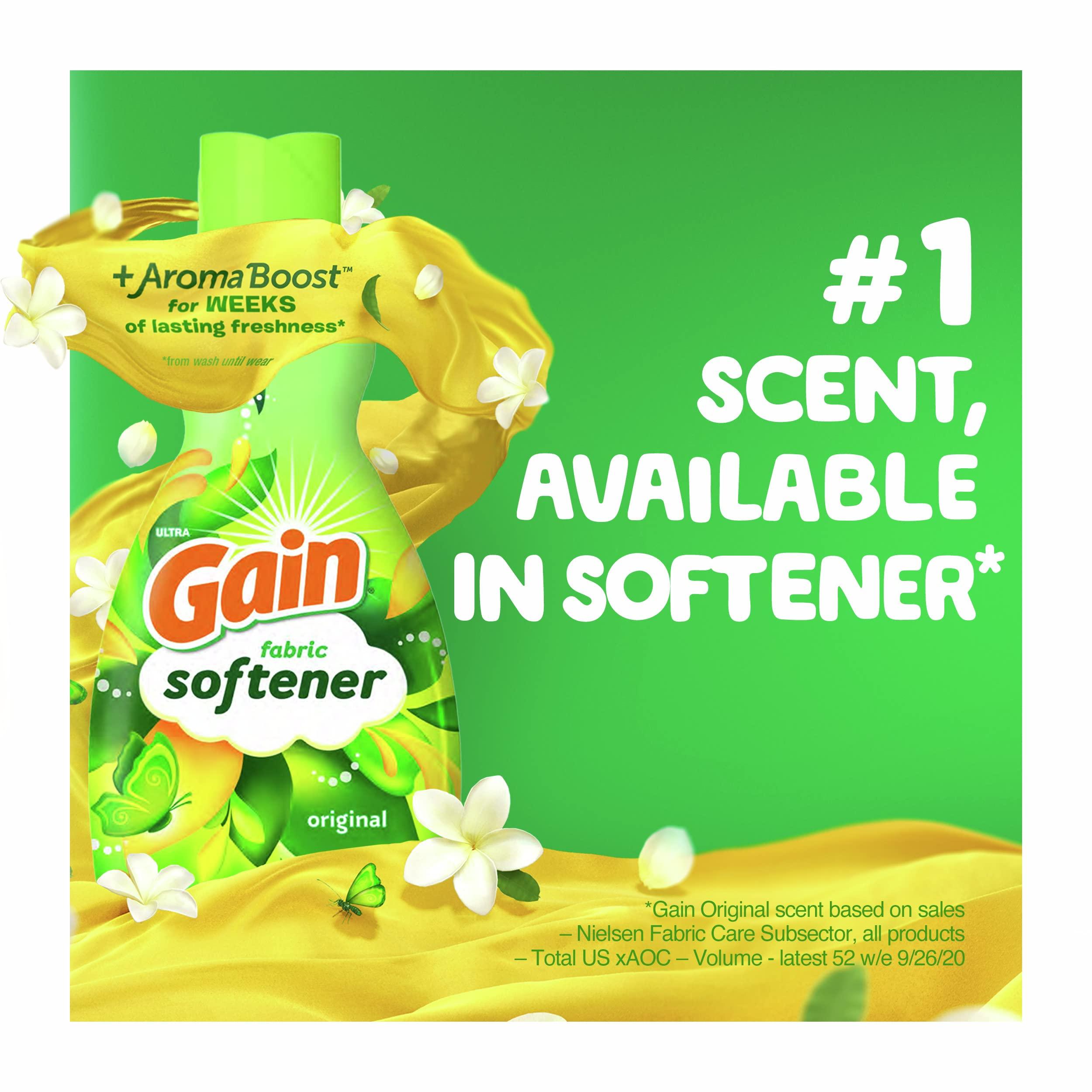 Gain Gain Fabric Softener, Original Scent, 140 fl oz, 190 Loads, HE Compatible, Packaging may vary