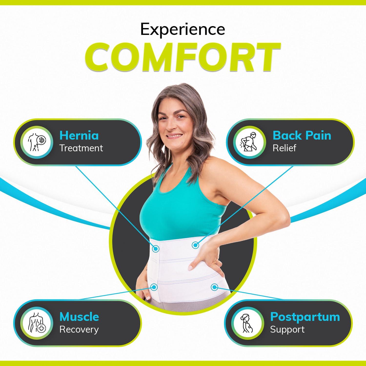 BraceAbility BraceAbility Medical Abdominal Stomach Binder - Belly Band Compression for Diastasis Recti, Postpartum, Post-Surgical Wrap for Tummy Tuck Recovery, Post op Abdominal Binder for Women and Men (XL 9\")