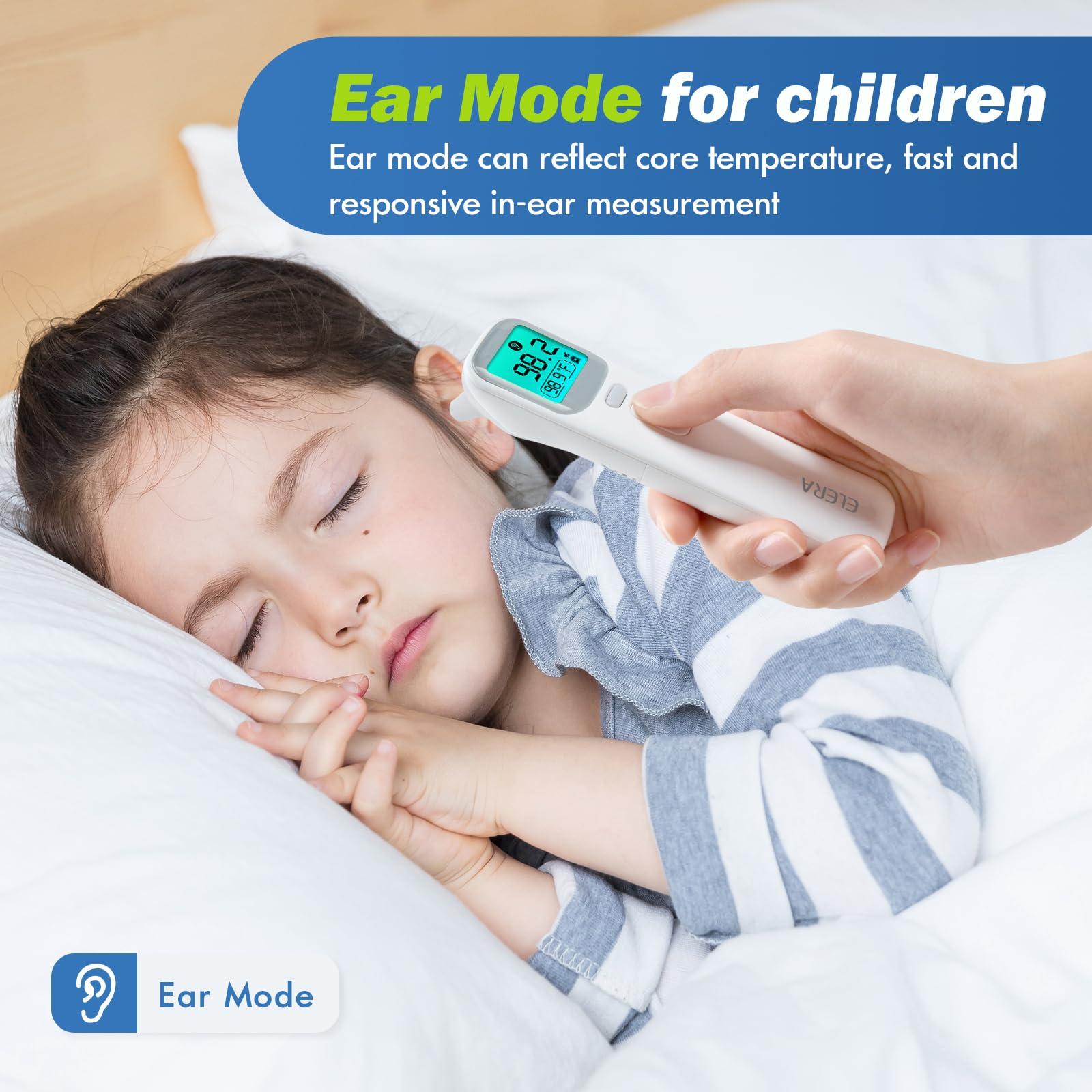 ELERA Elera Ear Thermometer for Kids, Baby Thermometer with Forehead and Ear Mode for Adults, Infant, Kids and Toddler, Touchless and 1 Second Reading with Fever Alarm and Mute Function, LCD