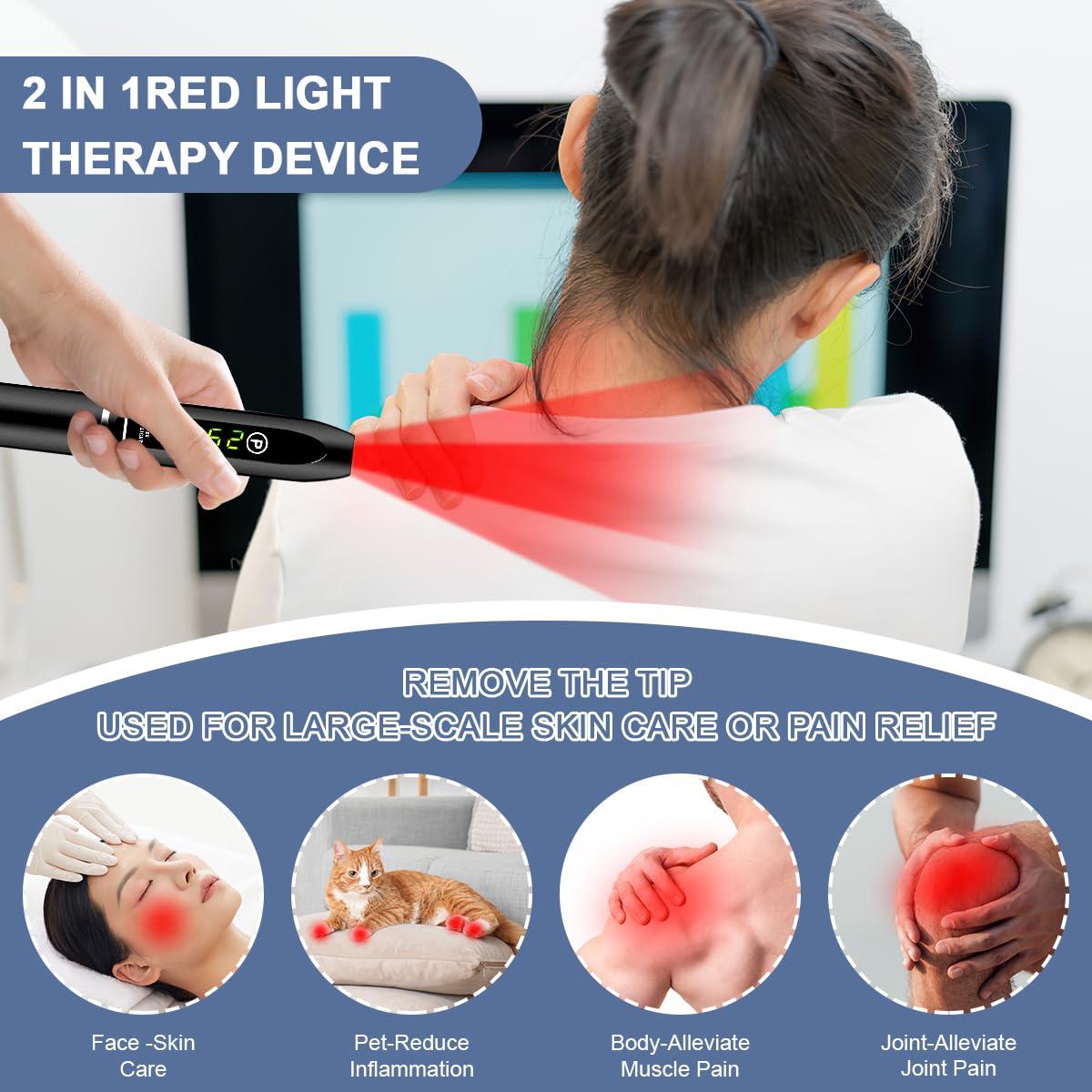 OPMGUWZY Red Light Cold Sore Red Light WandCanker Sore Treatment Herpes Lip Treatment Fever Blister Relief Device for Nose Ear Mouth Joint Muscle2-in-1 Multifunctional Red Light Device for Body with Glasses