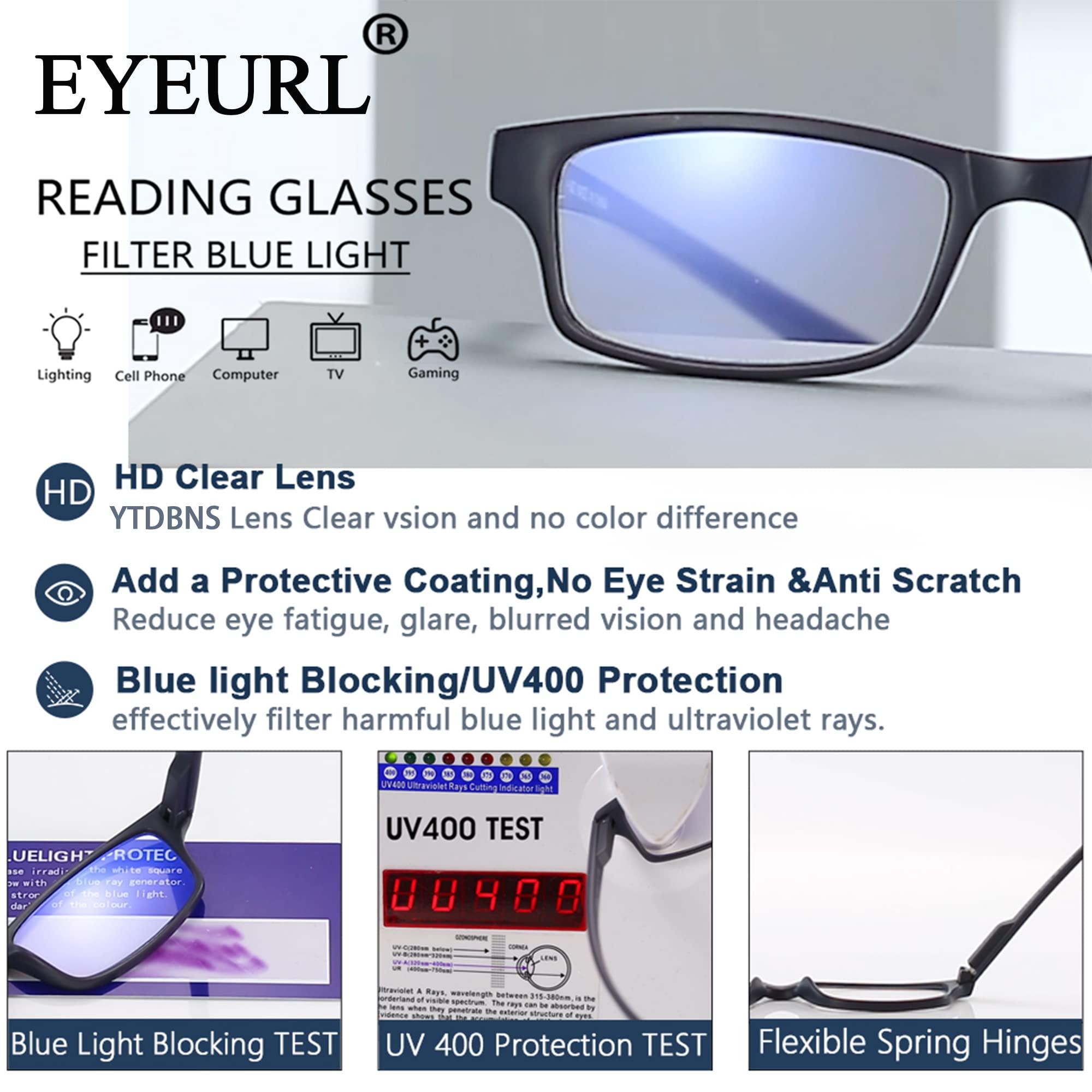 EYEURL EYEURL 2 Pack Reading Glasses for Women Men Neck Hanging Blue Light Blocking Glasses With Spring Hinges Eyeglasses Anti Glare UV Computer Readers Glasses,0.0