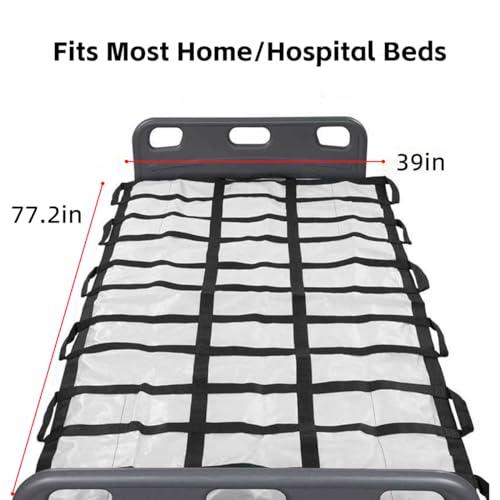 CRAZY ROSA CRAZY ROSA Positioning Bed Pad with 14 Handles, 77x 39\" 600lbs Load-Bearing Patient Transfer Sheet for Lifting & Turning, Elderly Bedridden Patients Transfer Blanket