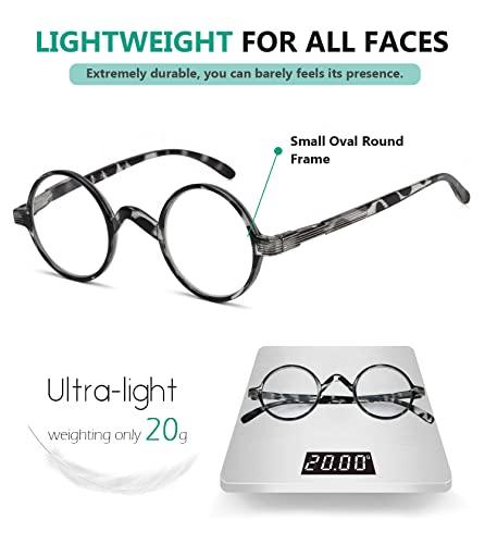 Eyekepper Eyekepper Round Reading Glasses a Little Large than Vintage Professor Oval Readers (Black-White Tortoise,+1.75)