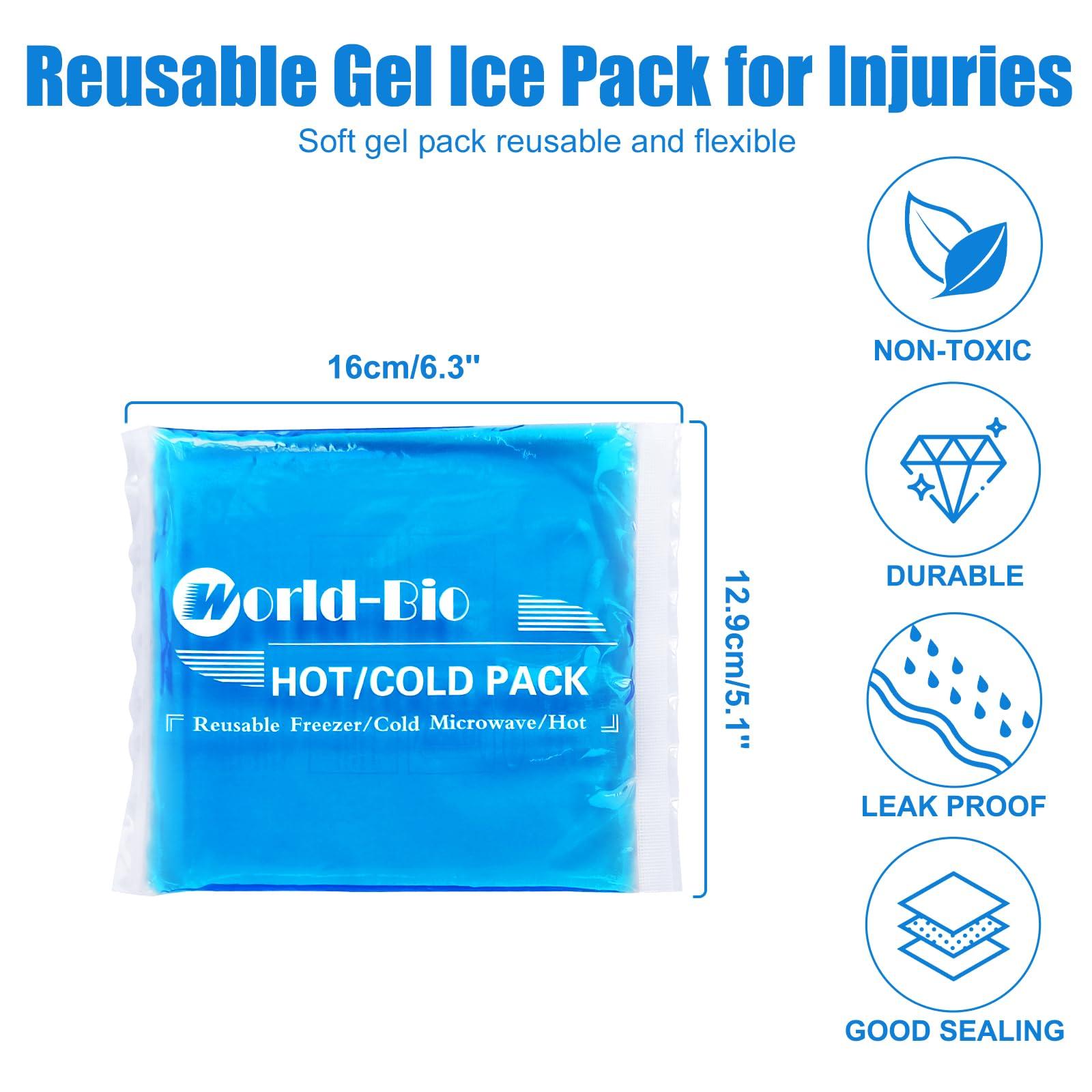 MR.ICE Reusable Gel Ice Packs (4 Pack) - Hot Cold Pack for Injuries, Pain Relief, Migraines - Gel Ice Pack Cold Compress for Back, Neck, Foot and Wrist - Flexible Cold Packs for Injuries - 5.1\" x 6.5\"