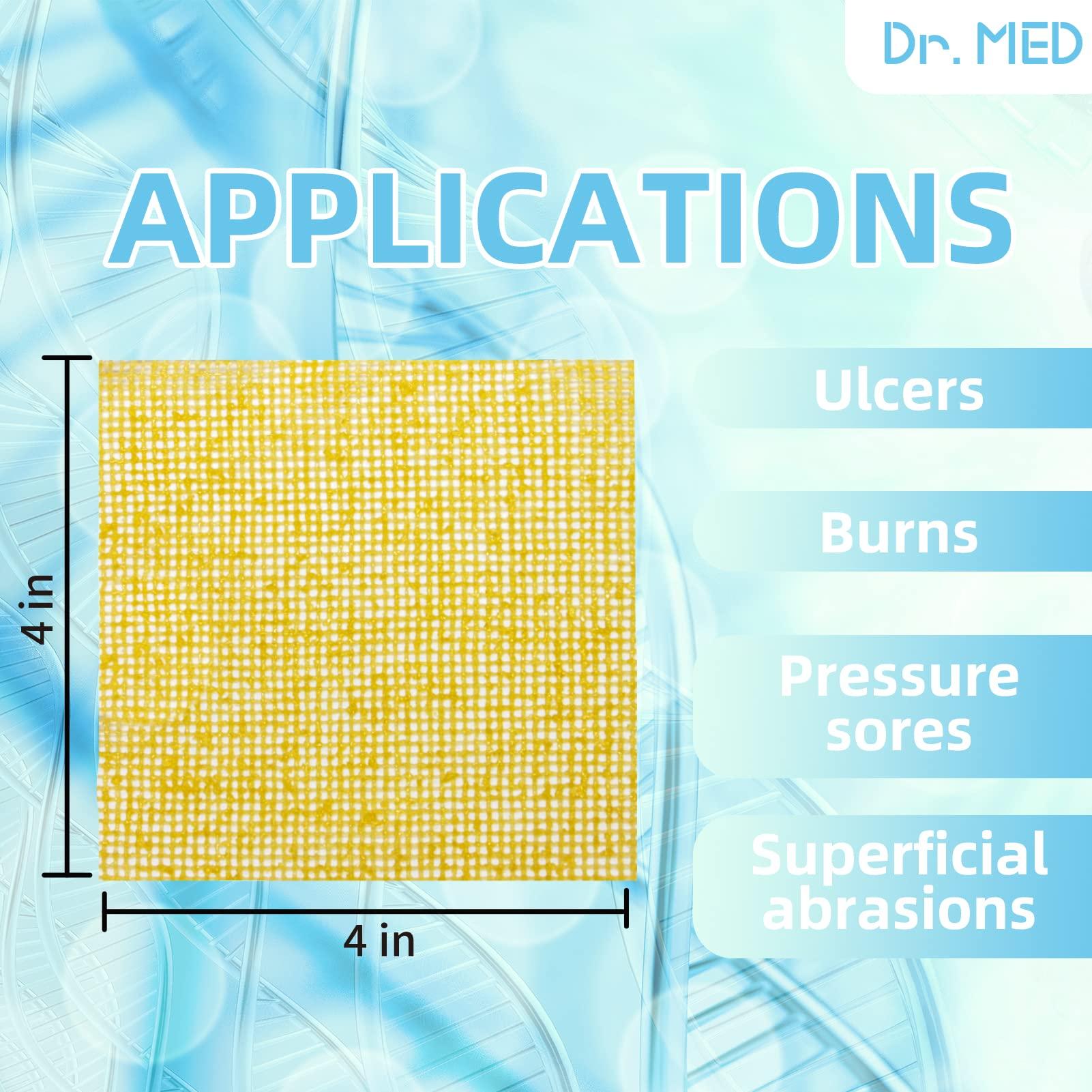 Dr. Med Dr. Med Manuka Honey Gauze Dressing 4\" x 4\", (5 PCS/Box) Honey Medical Bandage Wound Care Patch for Minor Abrasions, Cuts, Lacerations, Scald and Burns for Wound Healing, Chemical and Drug Free