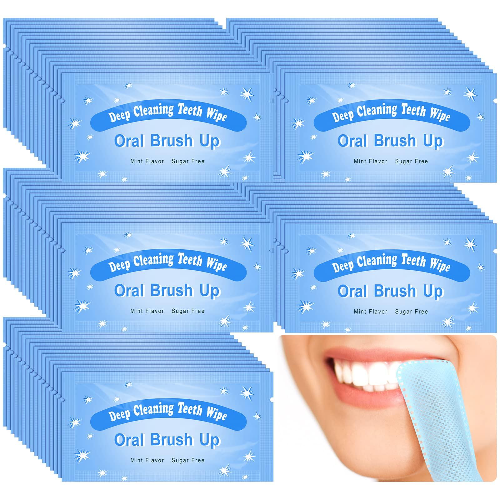 Dunzy 300 Pcs Disposable Finger Brush Teeth Wipes Bulk Finger Toothbrush Textured Surface Deep Teeth Cleaning Finger Wipes Oral Wipes for Adults Teeth Mouth and Gums Dental Cleaning, Individual Package
