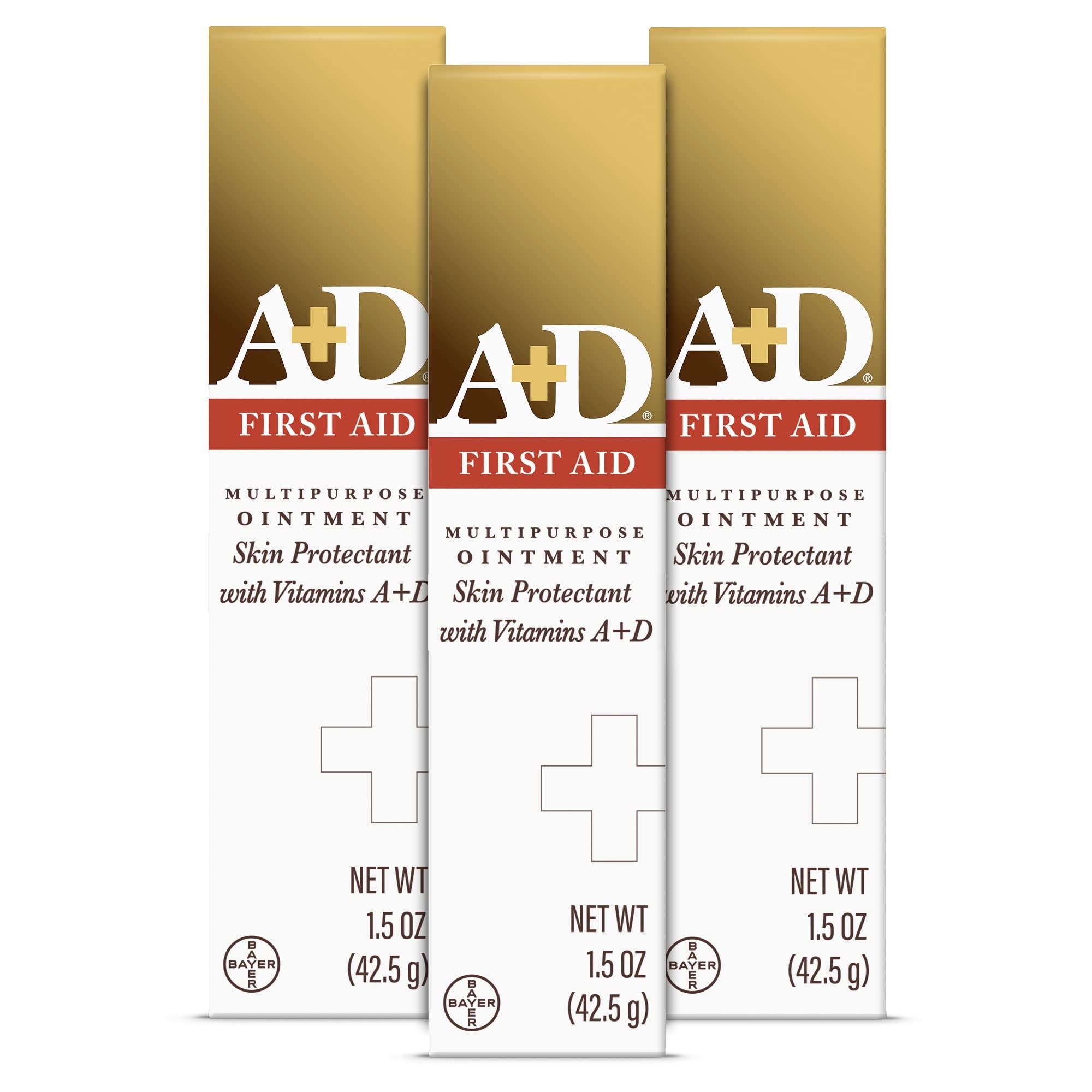 A+D A+D First Aid Ointment, Multipurpose Dry Skin Moisturizer and Skin Protectant, 1.5 Oz (Pack of 3)