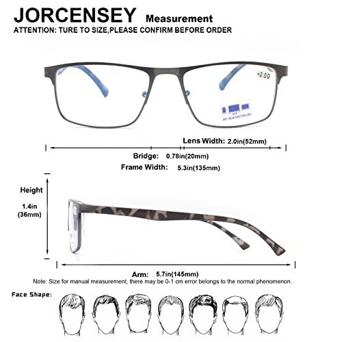 JORCENSEY JORCENSEY 3 Pack Reading Glasses for Men with Blue Light Blocking Stylish Metal Frame Readers +1.50
