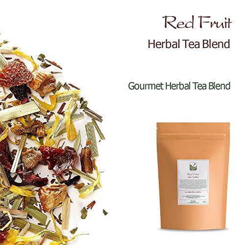 Valley of Tea Red Berry Organic Fruit Tea - Fruit Tea Tisane - Fruity Herbal Infusion - Red Berries Tea Red Berry Tea Red Fruits Tea 200g
