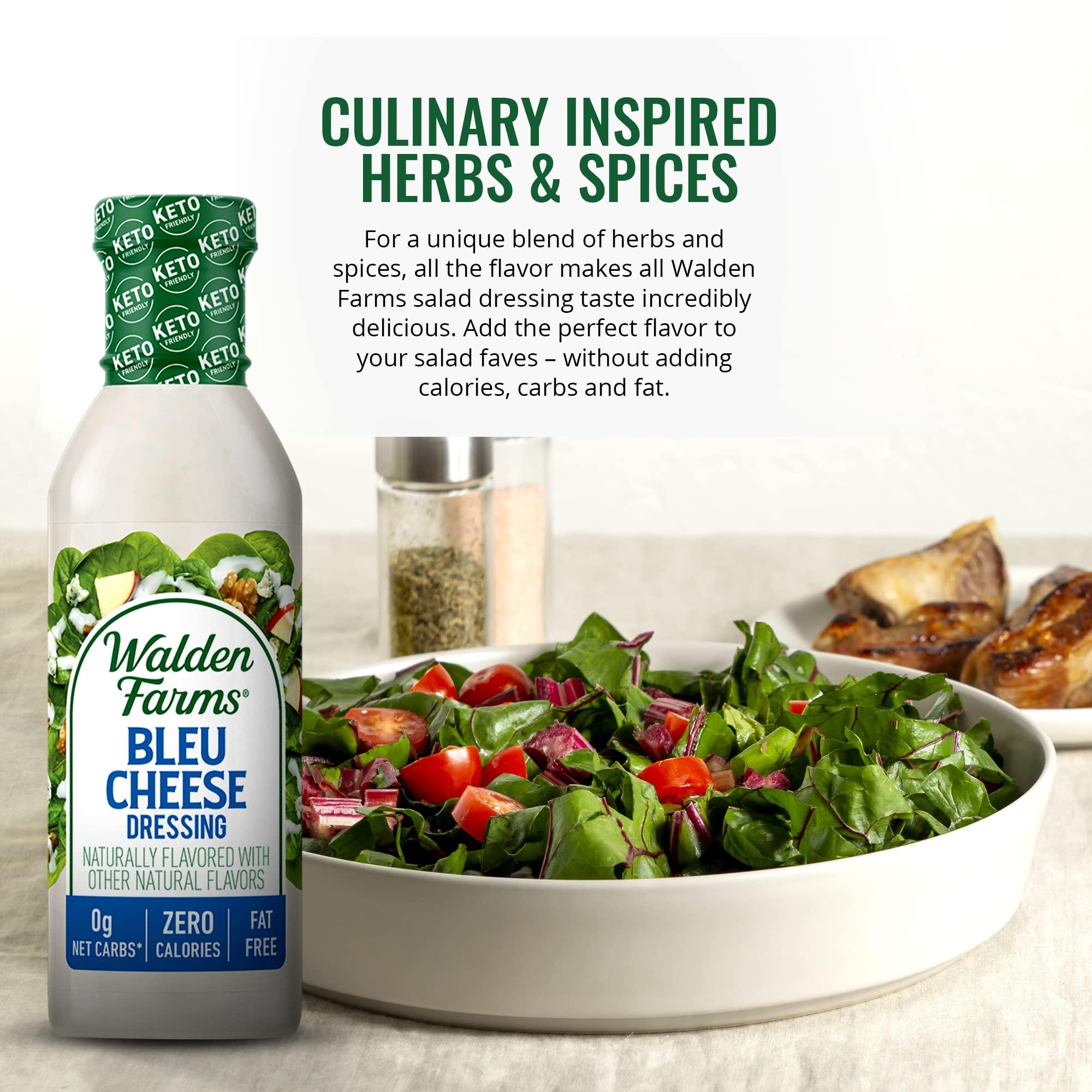Walden Farms Walden Farms Bleu Cheese Dressing - Calorie-Free, Gluten-Free, Low Carb, Keto-Friendly, Sugar-Free, Rich Bleu Cheese Flavor, (12 oz Bottle x 2)