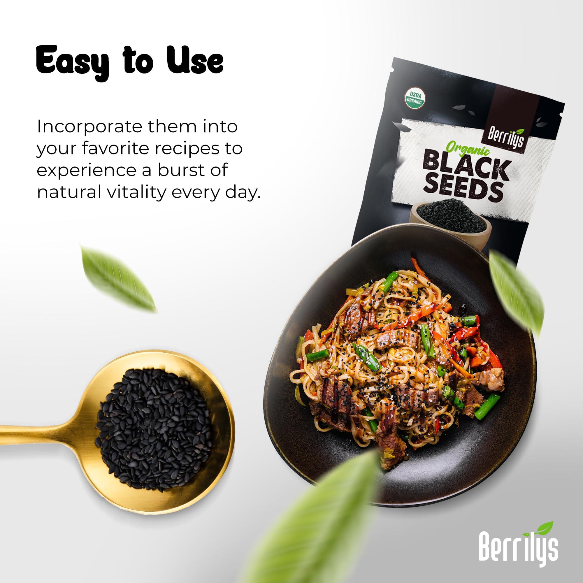 Berrilys Berrilys Black Cumin Seeds USDA Certified Organic Nigella Sativa Kalonji for Baking, Seasoning, and Cooking Dishes Nutrient-Packed Spice, Versatile Herb for Recipes and Meal Preparation 16oz