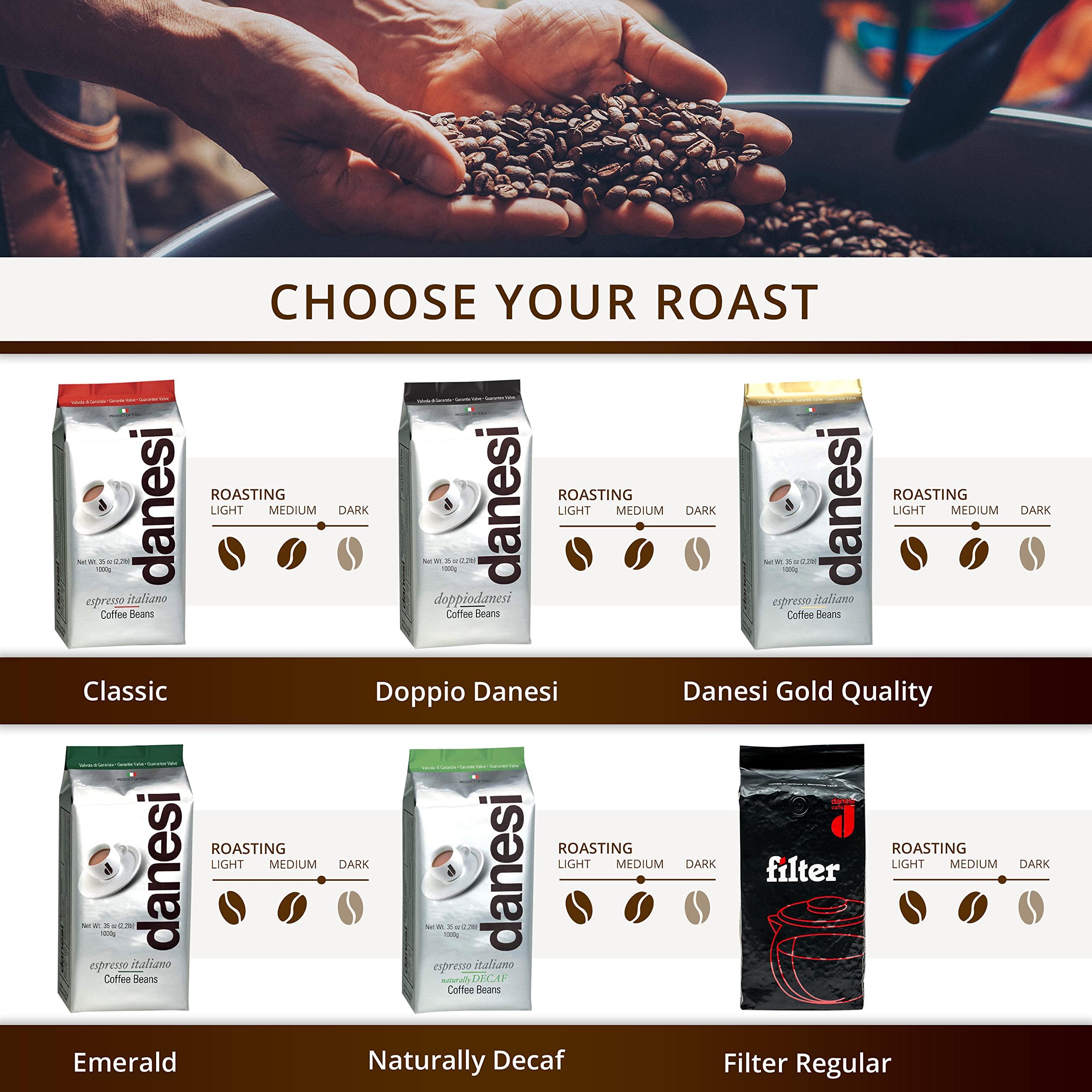 D DANESI CAFFÈ Danesi Caffe Italian Coffee Beans - Whole Roasted Coffee Beans for Espresso - Espresso Coffee Beans & Medium Roast Whole Bean - Coffee Bean - Coffee Beans Espresso - Coffee Whole Bean - Gold (4.5lb)