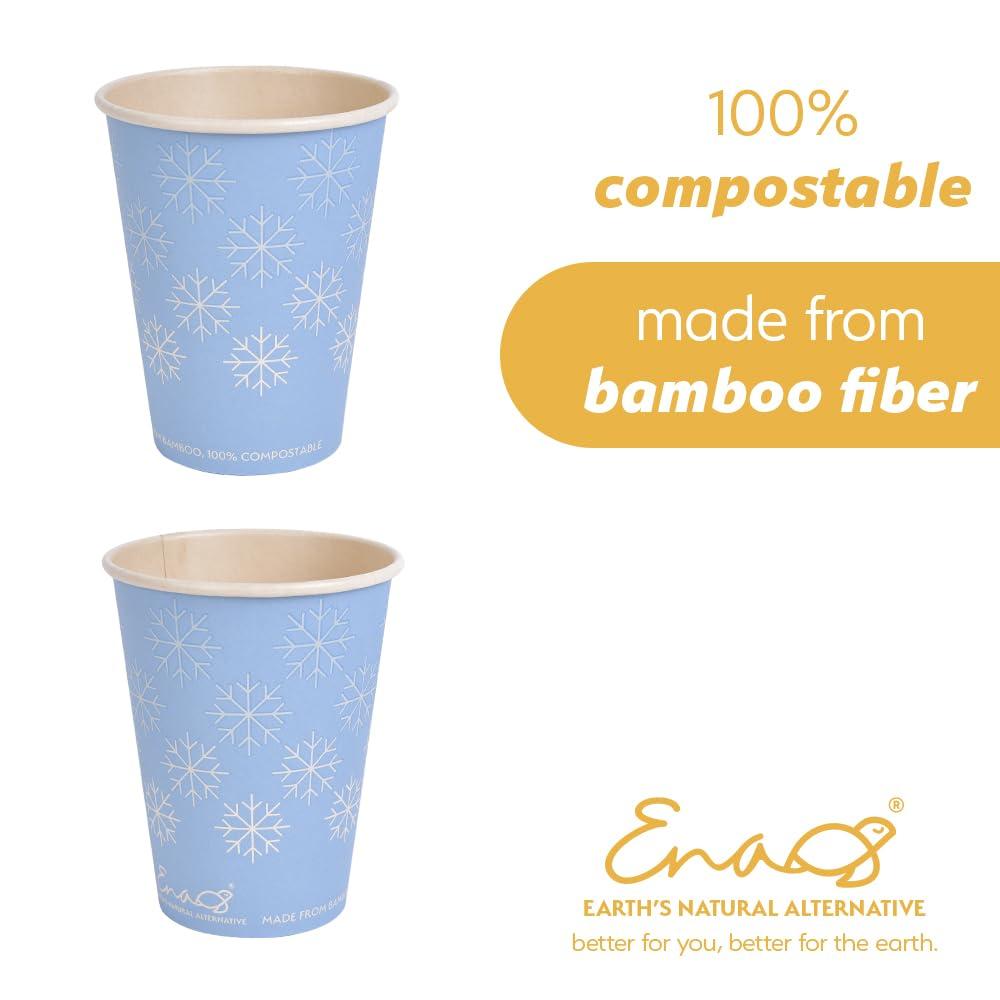 Earth\'s Natural Alternative 100% Compostable Disposable Coffee Cups [12oz 80 Pack, Winter Blue] Paper Cups Made from Bamboo, Eco-Friendly, Biodegradable Premium Party Cups, Natural Unbleached by Earth\'s Natural Alternative