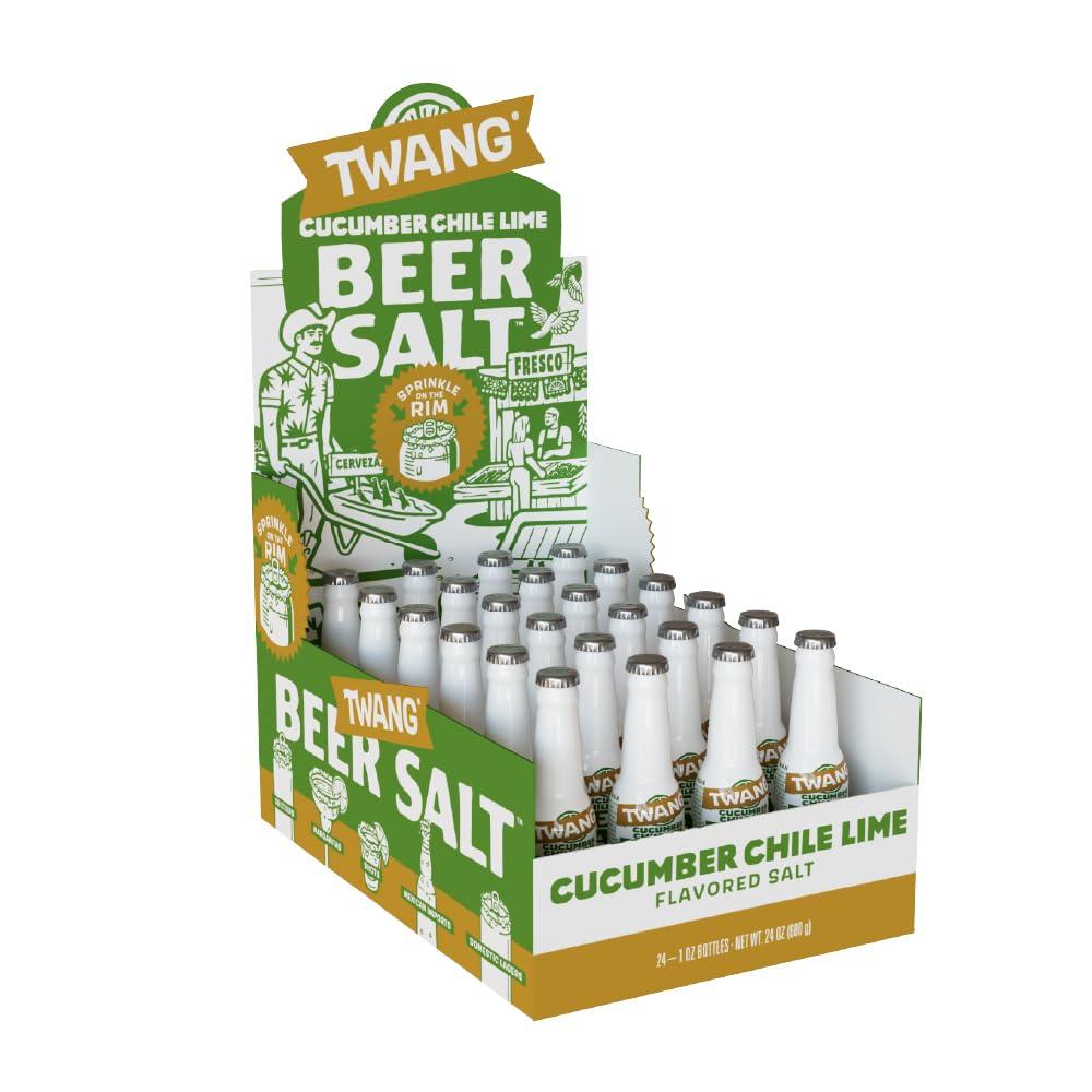 Twang Twang Flavored Beer Salt, Cucumber Chili Lime, 1 Ounce Mini Bottles (24 Count Display Pack)