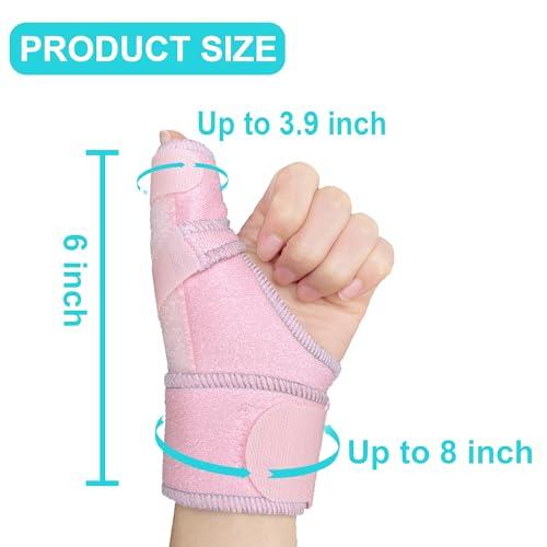GenetGo Trigger Thumb Splint - Thumb Spica Support Brace Stabilizer for Pain, Sprains, Arthritis, Tendonitis (Right Hand or Left Hand) (Pink)