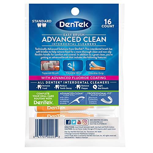 DenTek DenTek Easy Brush Advanced Clean Interdental Cleaners, Standard, 16 Count, 6 Pack