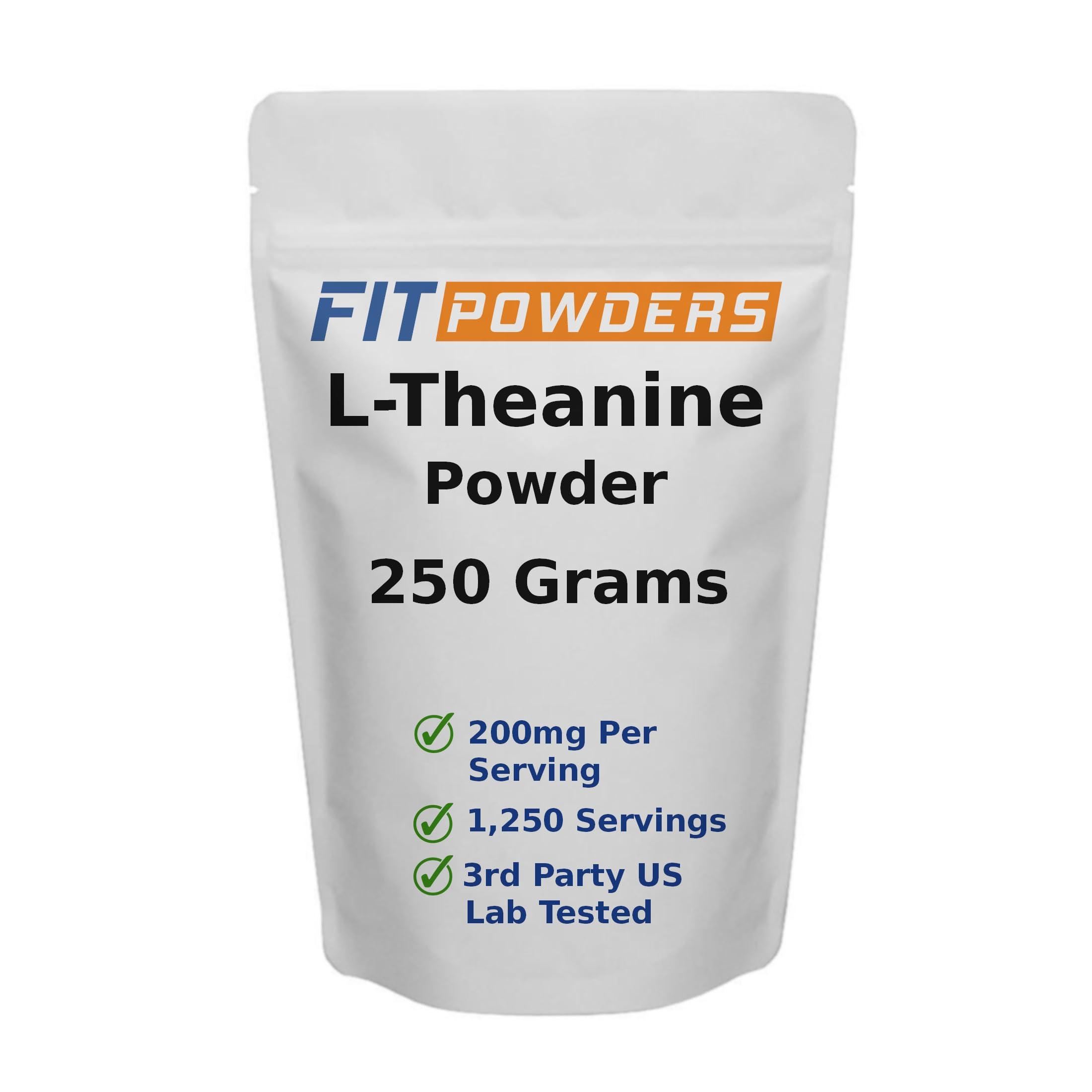 FitPowders FitPowders L-Theanine Powder 100% Pure, Non-GMO, Vegan, Gluten Free Theanine Powder Supplement (Multiple Sizes) Mood and Cognitive, Stress Relief and Relaxation, Scoop Included (250 Grams)