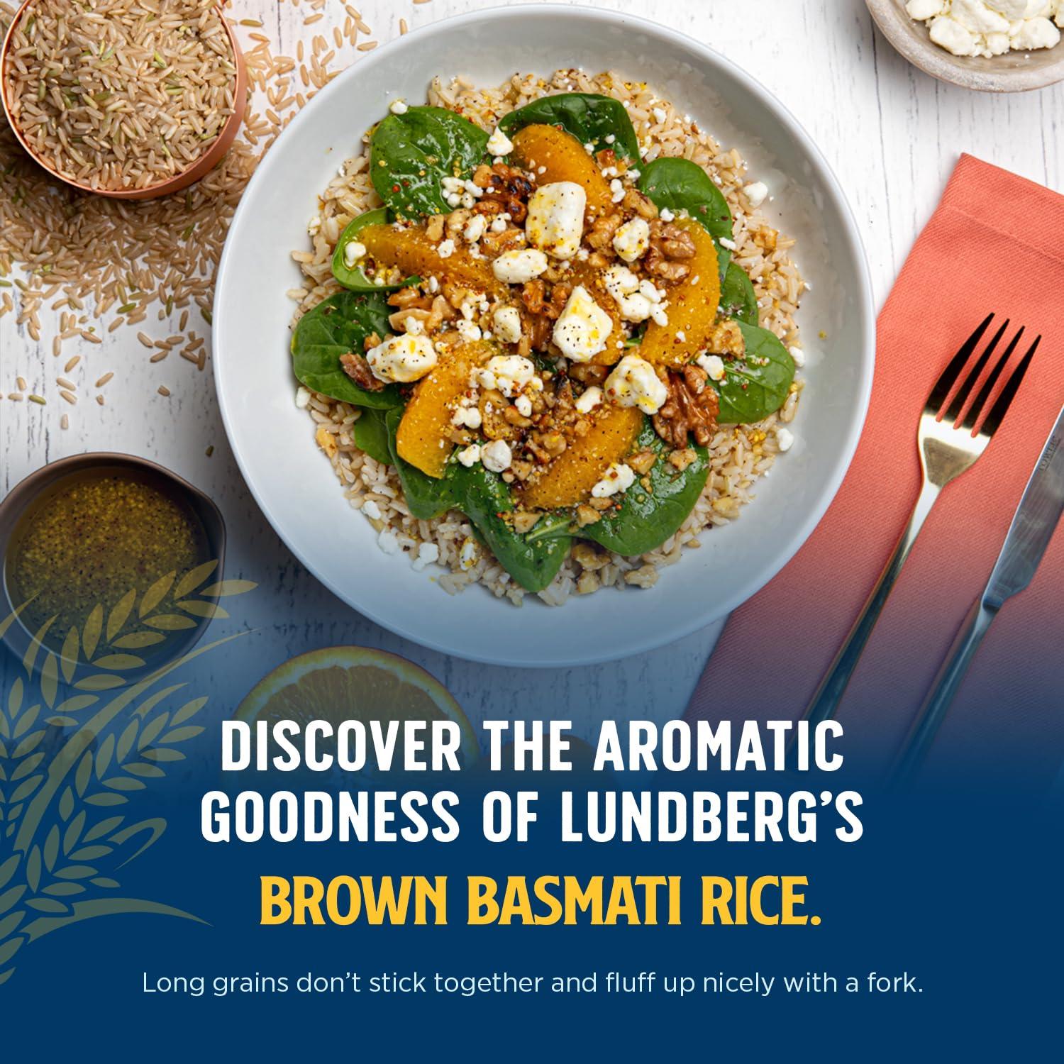 Lundberg Lundberg Basmati Rice, Organic Long Grain Brown Rice - Non-Sticky, Fluffy Aromatic Rice Grown in California, Pantry Staples, Chip Clip Included, 32 Oz