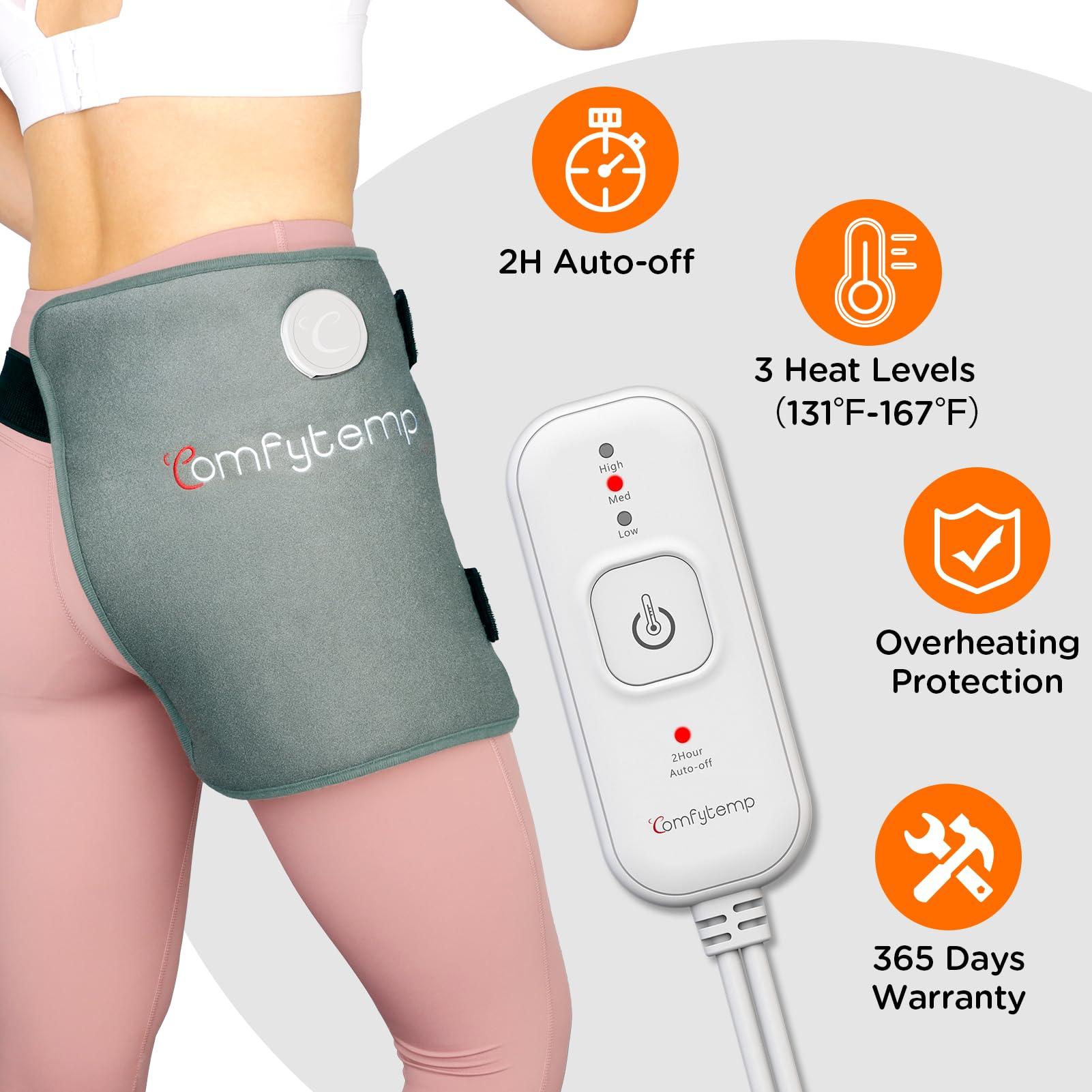 Comfytemp Comfytemp Hip Heating Pad for Hip/Sciatica Pain Relief - FSA HSA Eligible Hip Brace, Birthday Gifts for Mom/Women/Wife/Men, Lower Back/Thigh/Buttock Electric Heat Pad, Hot Physical Therapy(S/M)