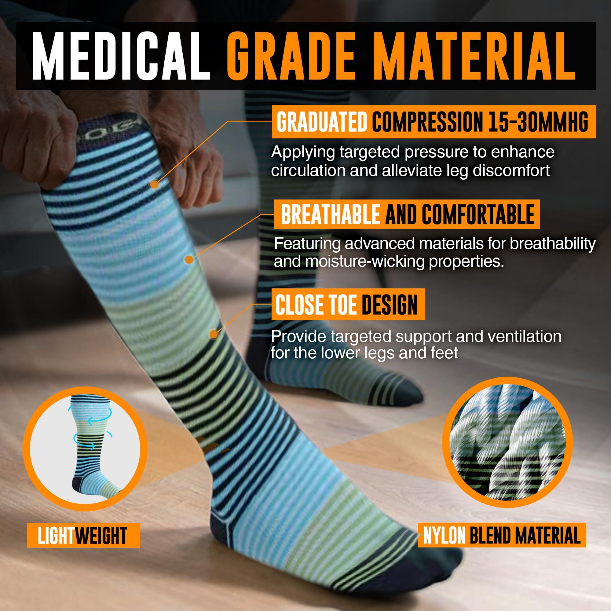 Doc Miller Doc Miller - Compression Socks for Women & Men - 15-20mmHg Knee High, Medical Grade Support, Size 3X-Large - Best for Sport, Travel, Nurse, Pregnancy, Circulation & Varicose Veins - Neon Green, 1 Pair