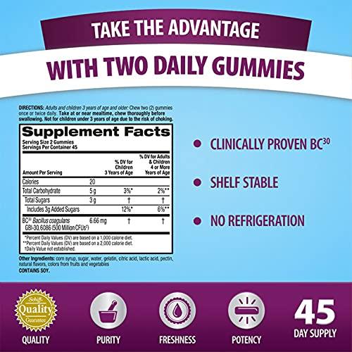 Digestive Advantage Digestive Advantage Probiotic Gummies for Digestive Health, Daily Probiotics for Women & Men, Support for Occasional Bloating, Minor Abdominal Discomfort & Gut Health, 2x90ct Bottles Superfruit