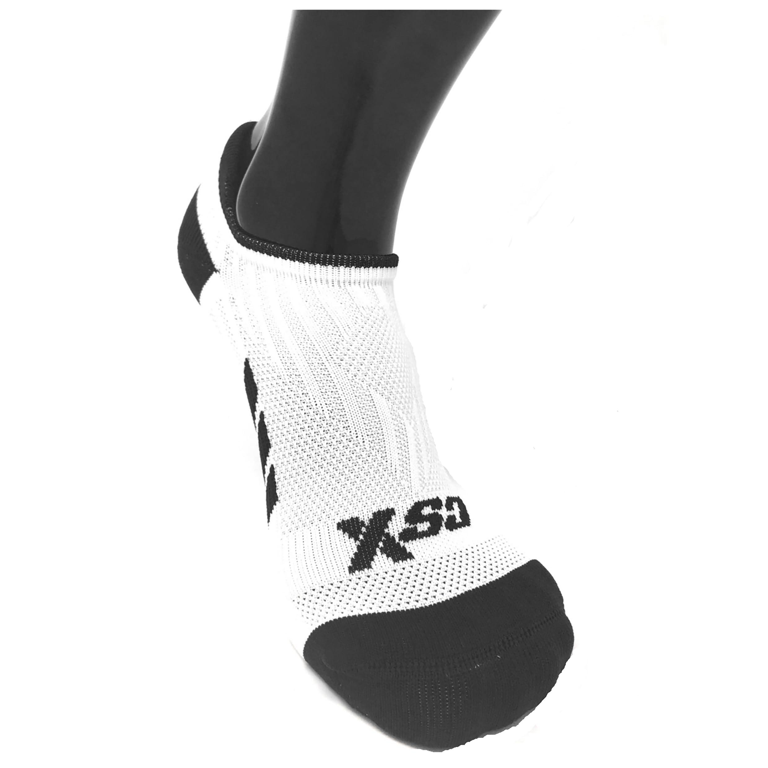 Champion CSX CSX Ankle Socks, Arch Support Compression, Men and Women Low Cut Fit, Black on White, X-Large