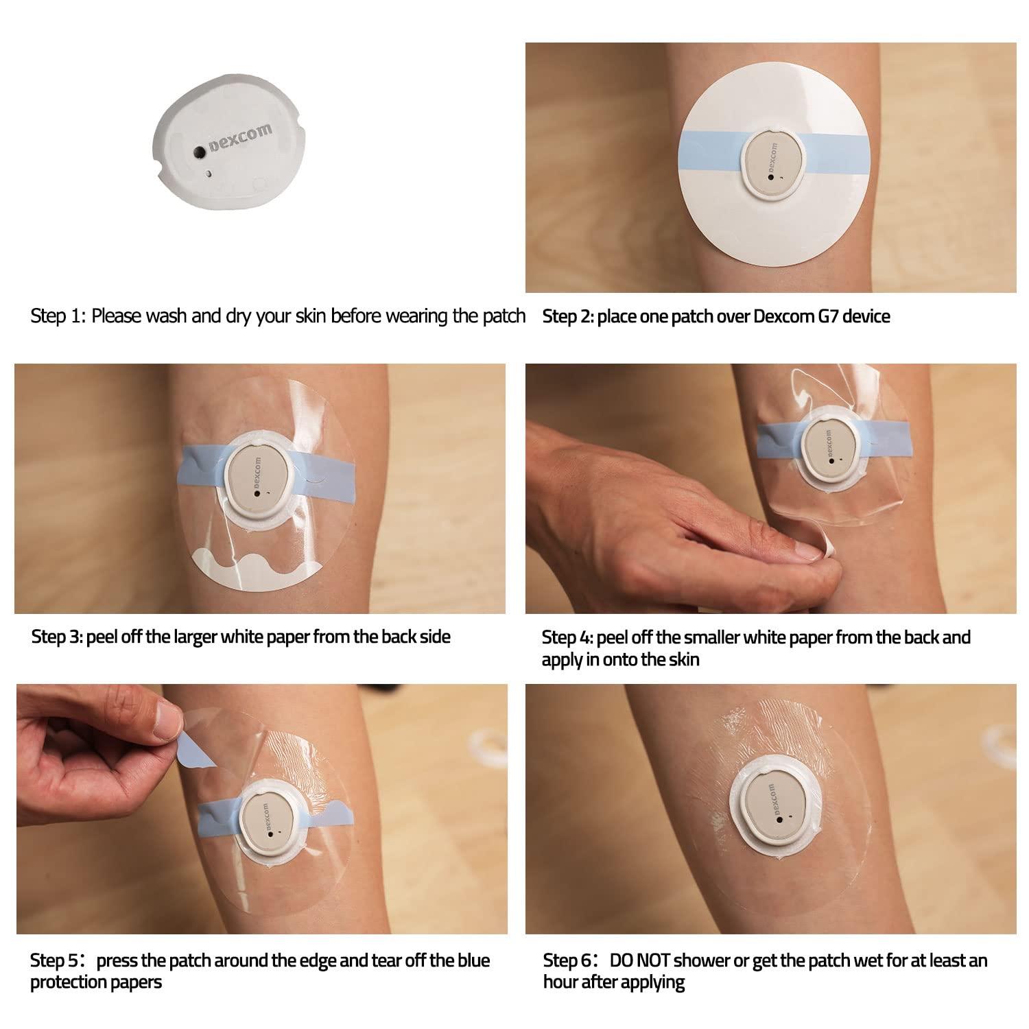 LiangMai Dexcom G7 Adhesive Patches- LiangMai 55 Pack Premium Transparent OverpatchWaterproof and Strong Stick Protect Your G7 Sensors for 10 Days Easy to Use Pre-Cut Adhesive Patch