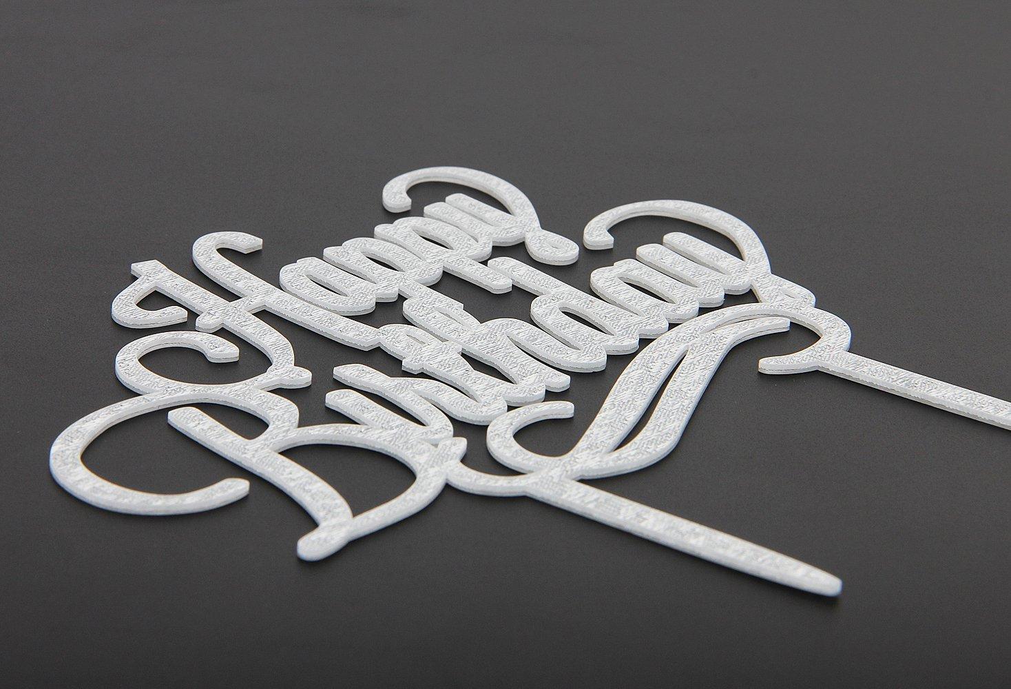 Qttier Happy Birthday Cake Topper, Premium Quality Birthday Party Decoration Supplies with Cardboard Packaging Silver