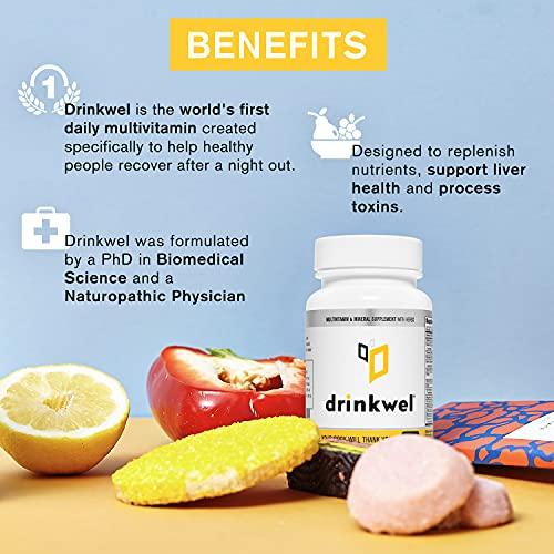 drinkwel drinkwel Better Mornings - Premium Multivitamin Supplement - Liver Cleanse, Detox, Immune Support- Milk Thistle, Vitamin C, Zinc, Magnesium - 30 Count