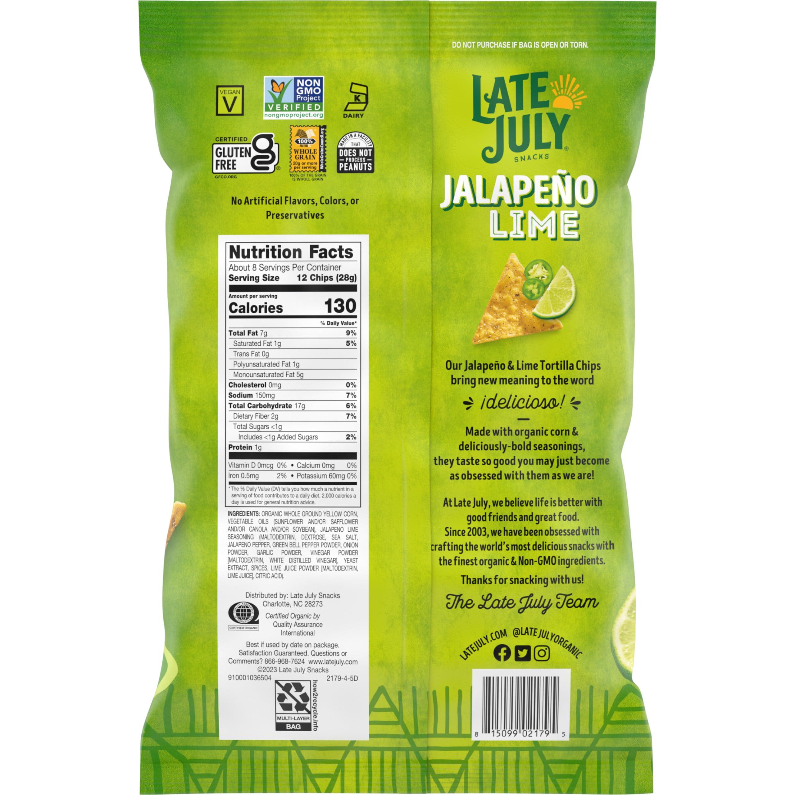 Late July Late July Snacks Jalapeño Lime Tortilla Chips, 7.8 Oz