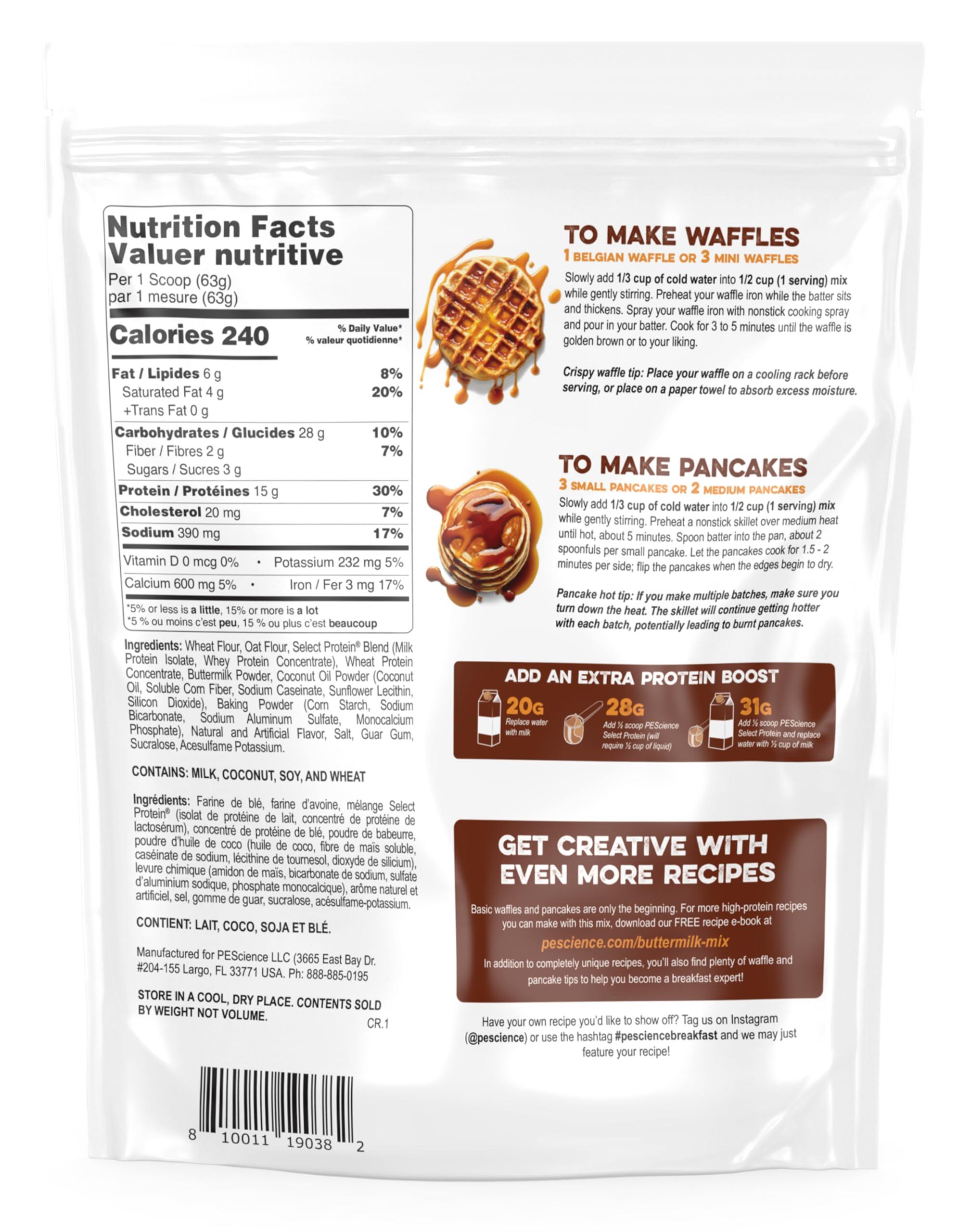 PEScience PEScience Buttermilk Protein Pancake & Waffle Mix, Just Add Water, 12 Servings