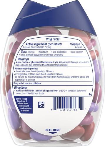 TUMS TUMS Chewy Bites Antacid Tablets for Chewable Heartburn Relief and Acid Indigestion Relief, Assorted Berries - 60 Count (Pack of 2)