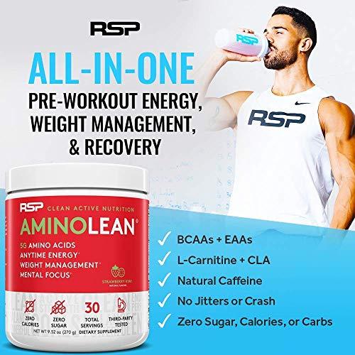 RSP NUTRITION RSP NUTRITION AminoLean Pre Workout Energy (Watermelon 30 Servings) with TrueFit Protein Powder (Vanilla 2 LB)