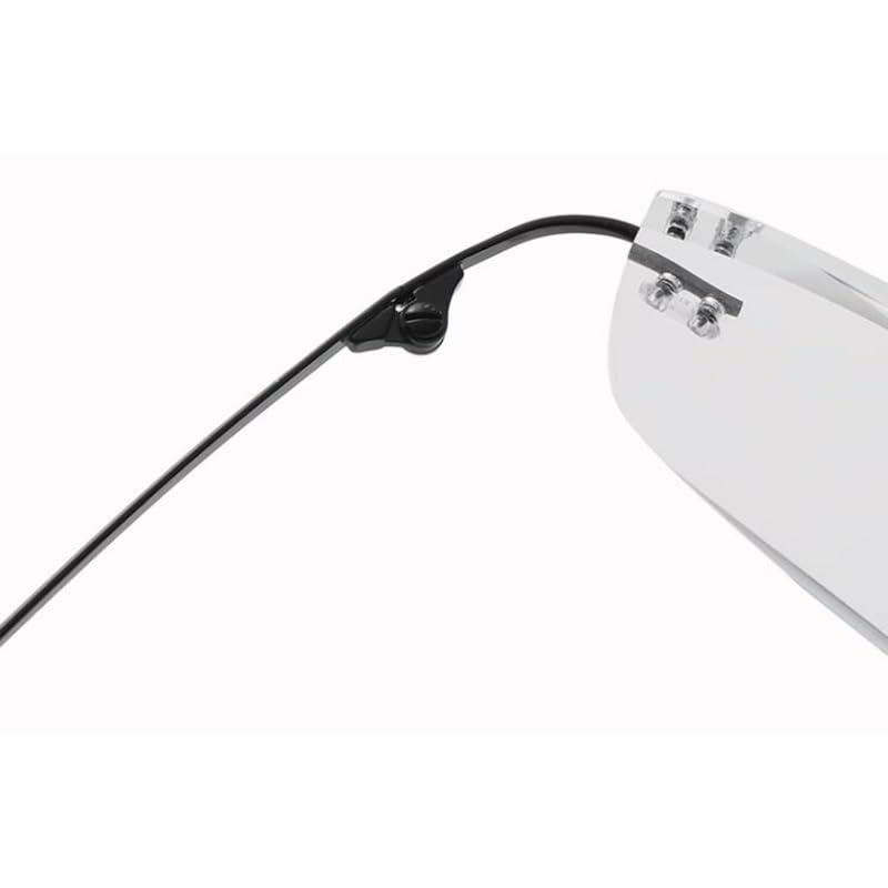 WInara WInara Photochromic Transition Reading Glasses Rimless Eyewear Anti UV SunGlasses Far and Near Dual Use HD Presbyopia glasses (Color : Black, Size : +1.00)