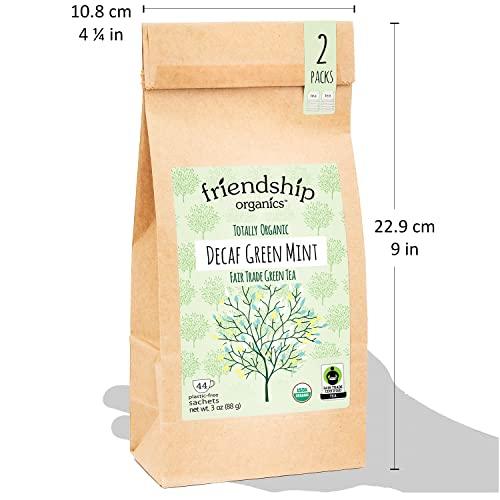 Friendship Organics Friendship Organics Decaf Green Mint Tea Bags, Organic and Fair Trade 44 Count (Pack of 2)