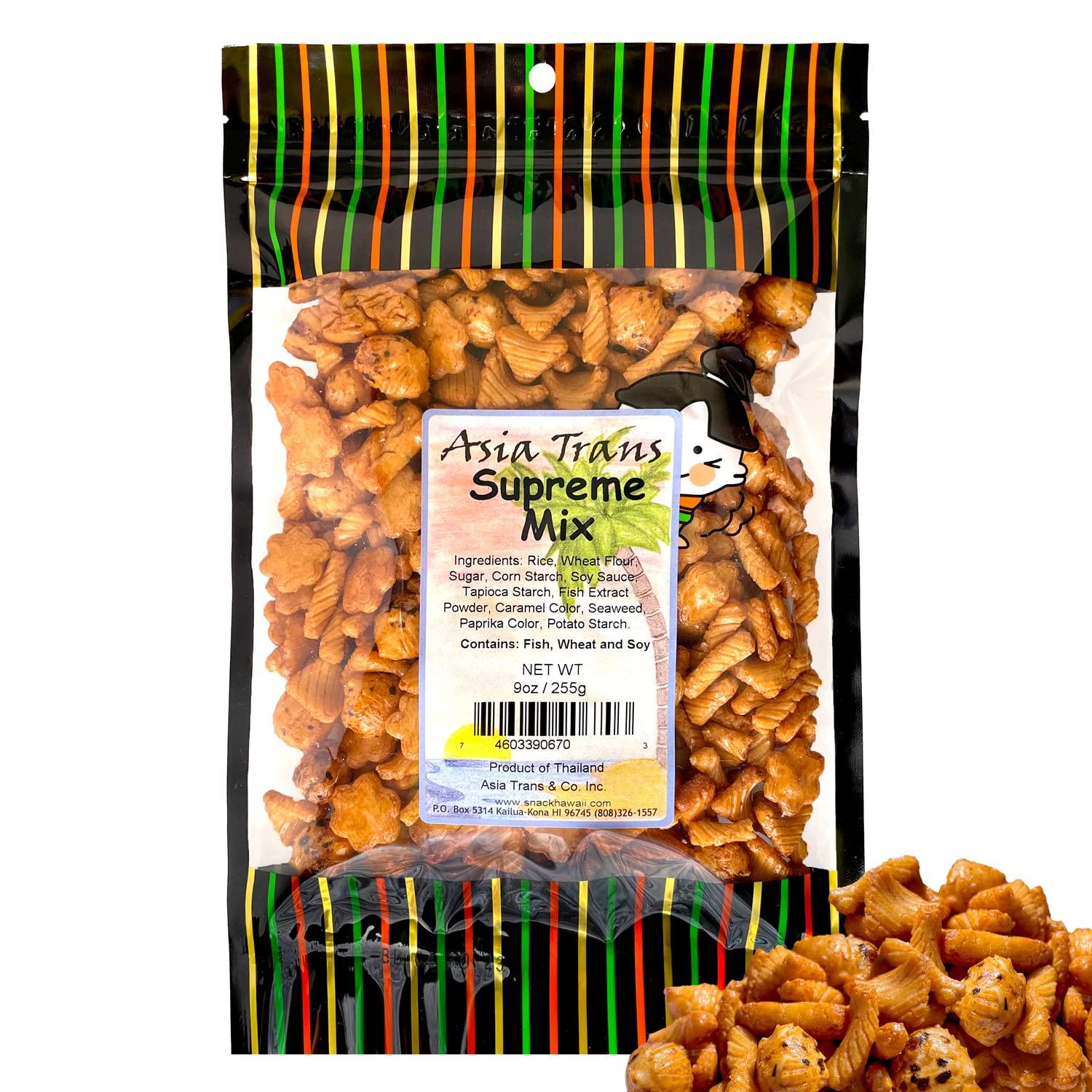 Snack Hawaii Traditional Supreme Mix Arare Rice Crackers - Mochi Crunch Asian Snack Mix - Sweet, Salty, and Umami Flavor - Crunchy On-The-Go Snack For Any Occasion - 9 Ounce