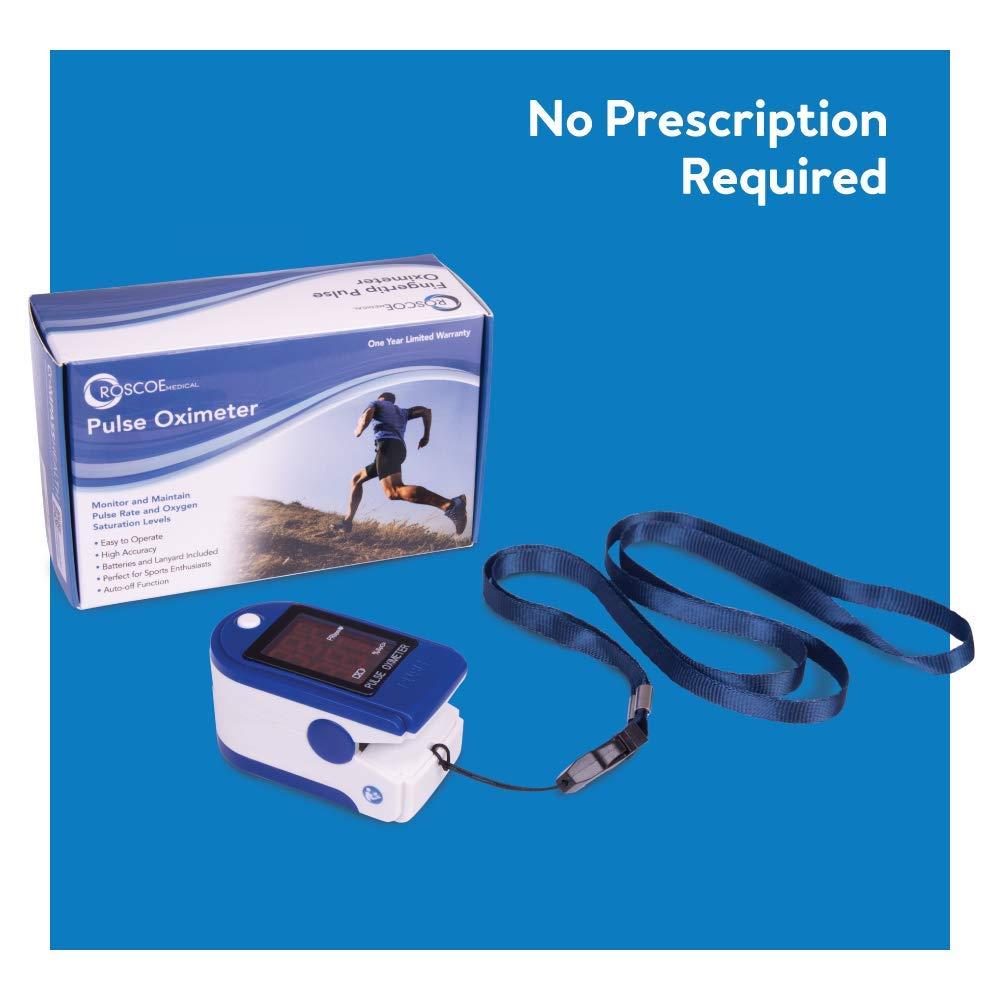 Roscoe Medical Roscoe Medical Finger Pulse Oximeter Oxygen Saturation Monitor - Pulse Ox Fingertip o2 Monitor for Pediatric and Adult - Sports and Aviation Use Only (Pack of 2)