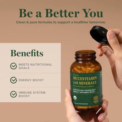 Global Healing Center Global Healing Center - USDA Organic Multivitamin for Women & Men - Vitamins Include A, C, D, & More for Your Overall Health & Wellness Needs - Complete Daily Multi Vitamin Nourishment (120 Capsules)
